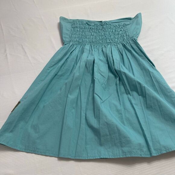 Judith March Aqua Blue Strapless Mini Dress Bird Embroidered Tunic Top Womens OS - Picture 8 of 9